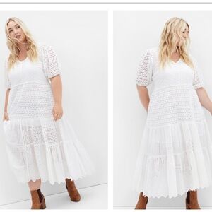 City Chic Elegant White Eyelet Maxi Dress